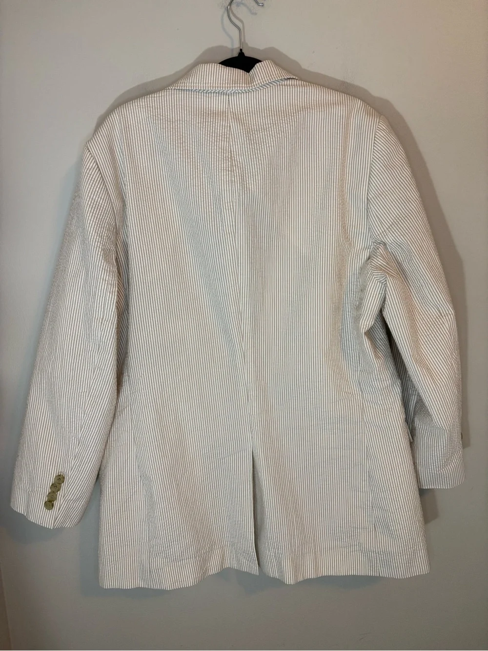 J.Crew 44R Tan Seersucker Cotton Blazer Sport Coat Two Button